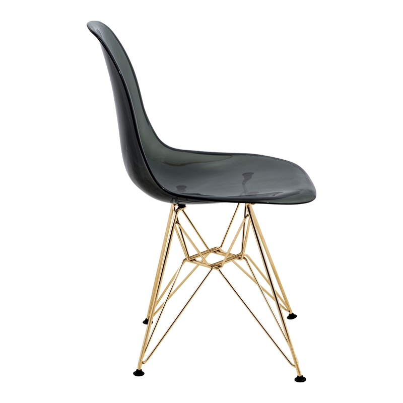 LeisureMod Cresco Modern Gold Eiffel Base Dining Side Chair in Black