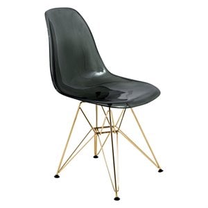 LeisureMod Cresco Modern Gold Eiffel Base Dining Side Chair in Black