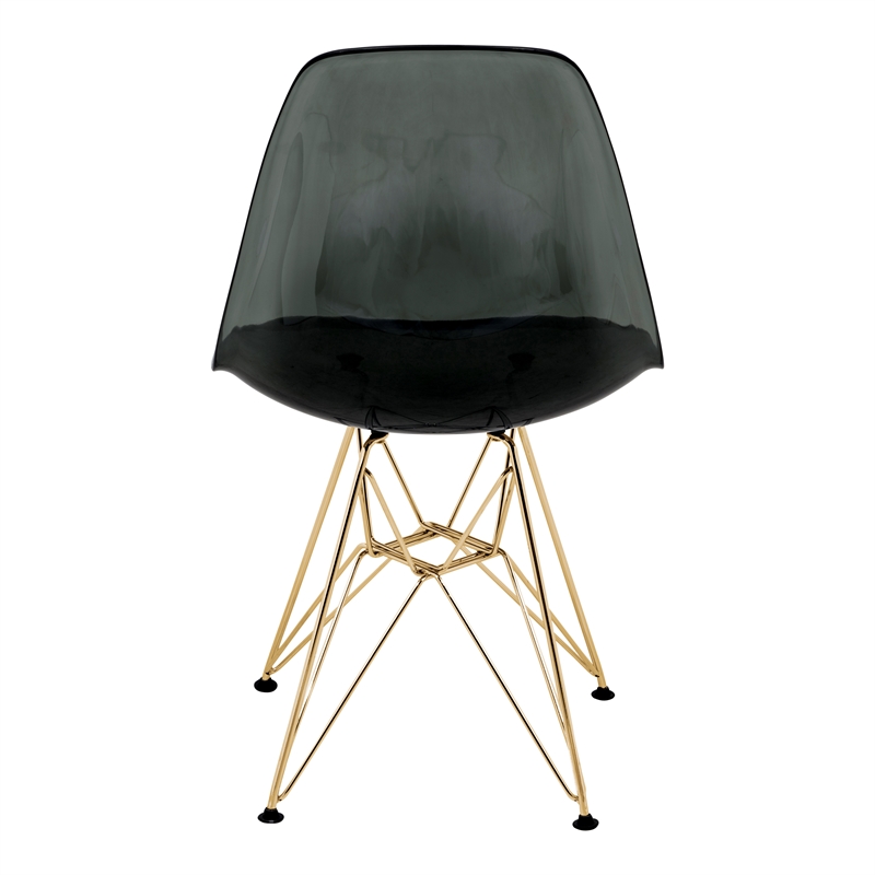 LeisureMod Cresco Modern Gold Eiffel Base Dining Side Chair in Black Set of 2