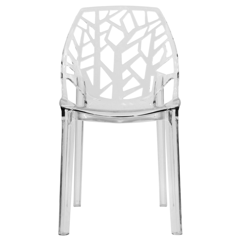 LeisureMod Cornelia Modern Plastic Dining Side Chair in Clear (Set of 2)