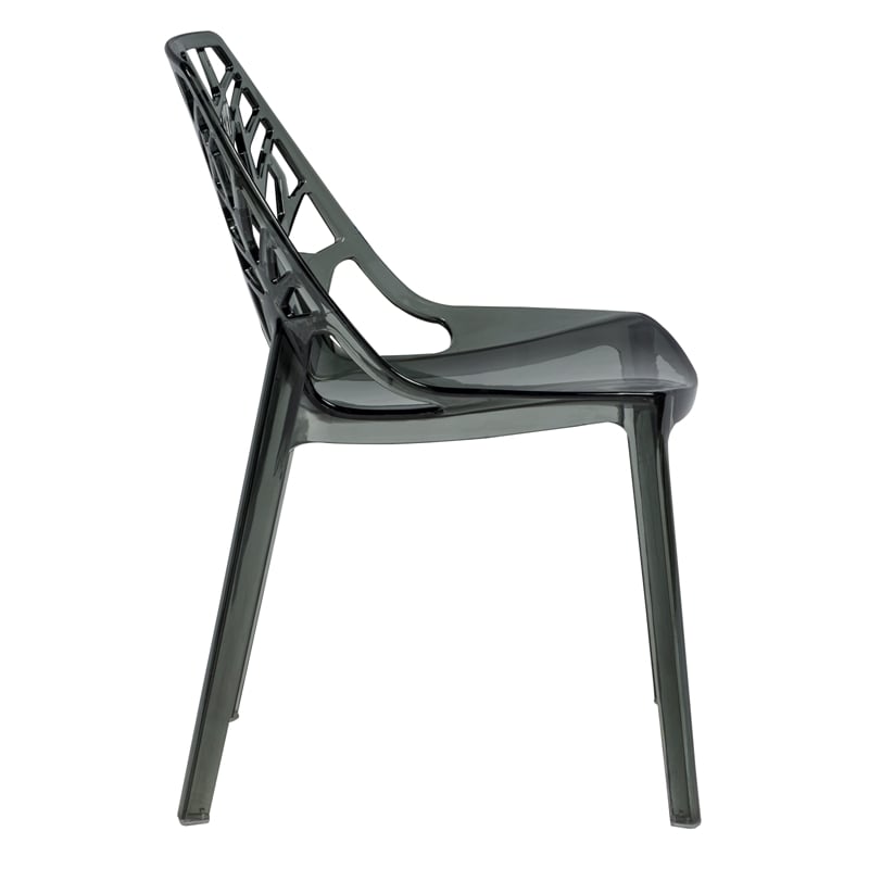 LeisureMod Cornelia Modern Plastic Dining Side Chair in Black (Set of 2)