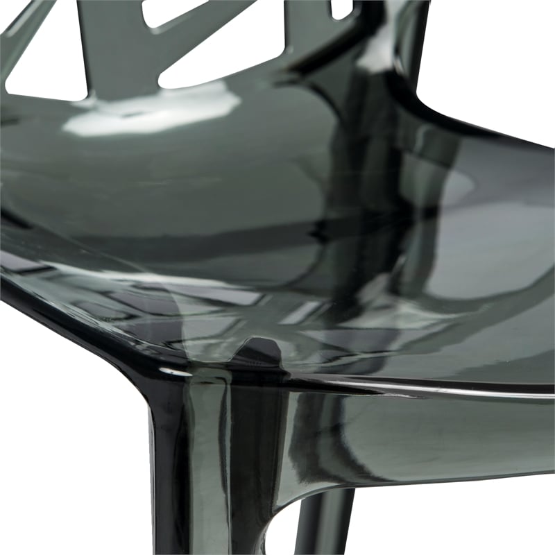 LeisureMod Cornelia Modern Plastic Dining Side Chair in Black (Set of 2)