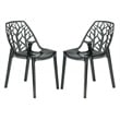LeisureMod Cornelia Modern Plastic Dining Side Chair in Black (Set of 2)