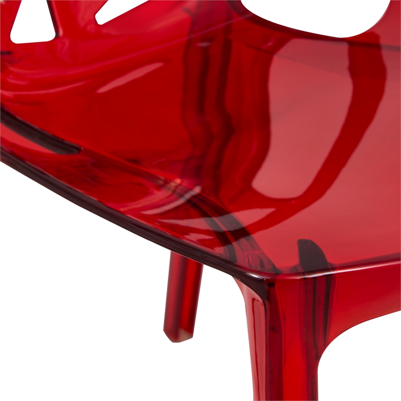 LeisureMod Cornelia Modern Plastic Dining Side Chair in Red (Set of 2)
