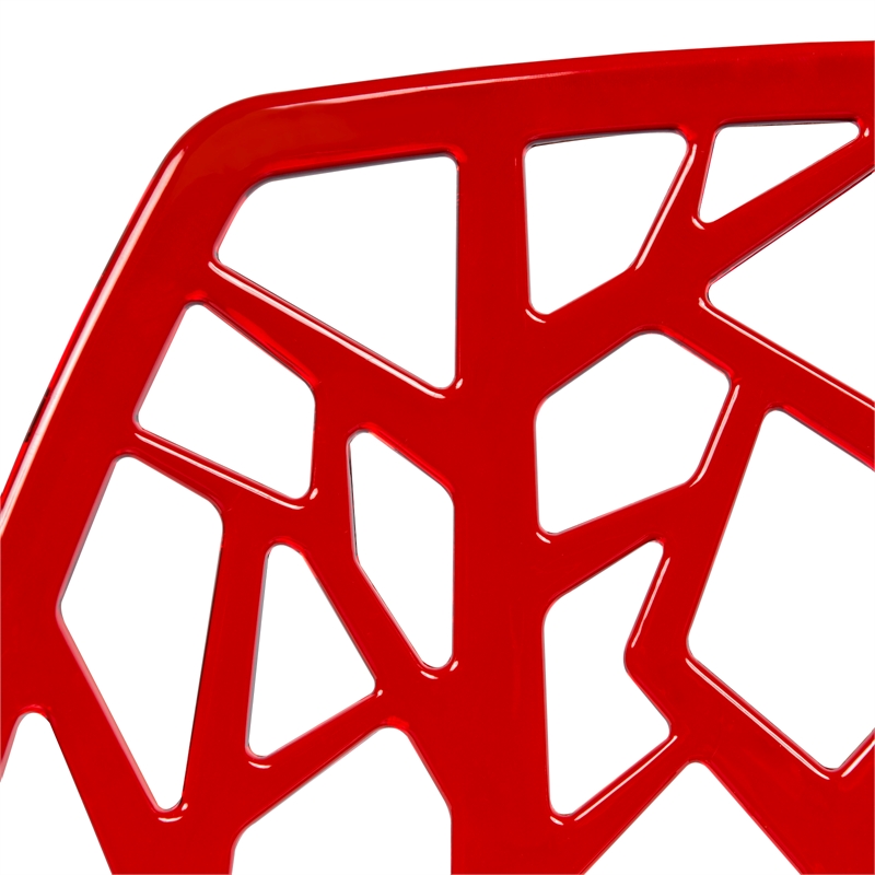 LeisureMod Cornelia Modern Plastic Dining Side Chair in Red (Set of 4)