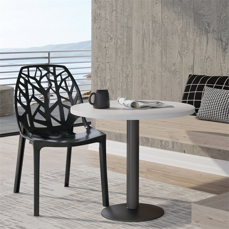 LeisureMod Cornelia Modern Plastic Dining Side Chair in Solid Black