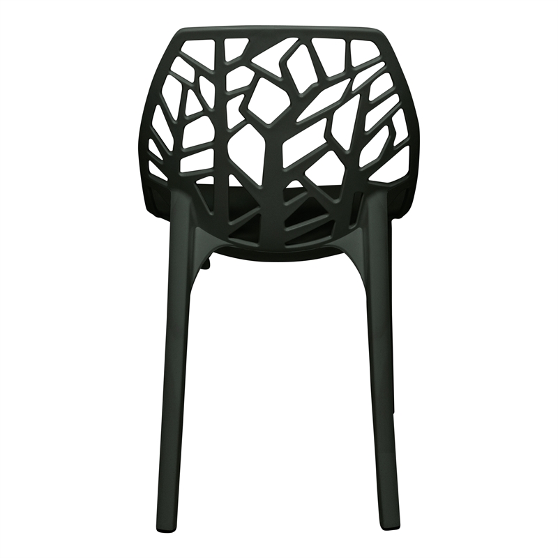 LeisureMod Cornelia Modern Plastic Dining Side Chair in Solid Black Set of 2