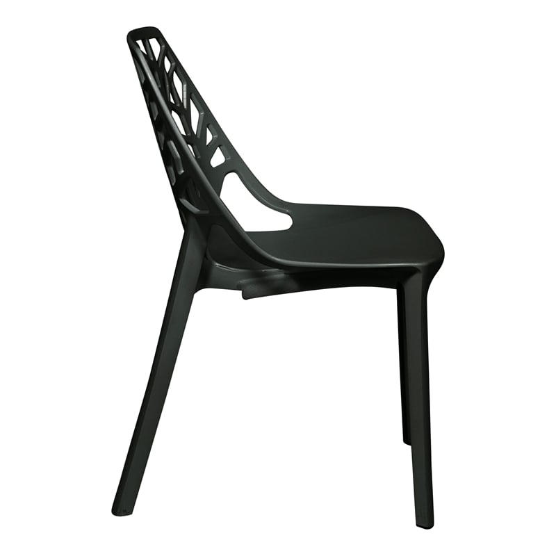 LeisureMod Cornelia Modern Plastic Dining Side Chair in Solid Black Set of 4