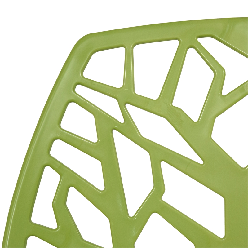 LeisureMod Cornelia Modern Plastic  Dining Side Chair in Solid Green Set of 4
