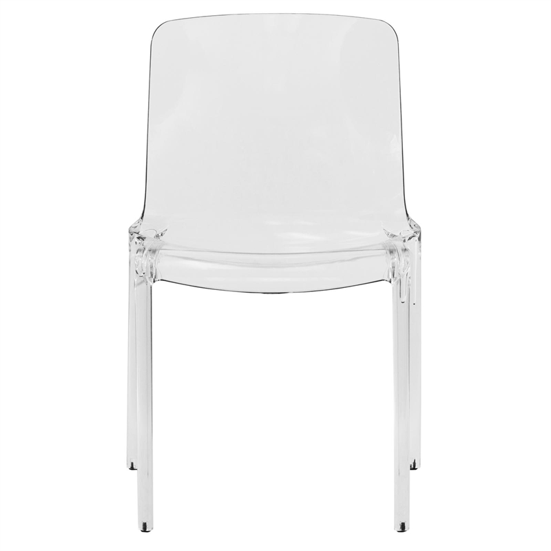 LeisureMod Murray Mid-Century Modern Dining Side Chair in Clear Set of 2