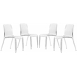 LeisureMod Murray Mid-Century Modern Dining Side Chair in Clear Set of 4