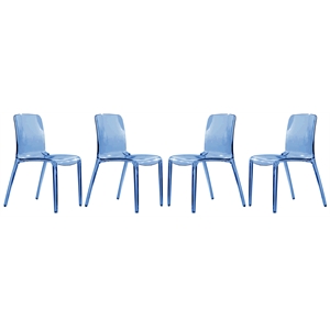 LeisureMod Murray Mid-Century Modern Dining Side Chair in Blue Set of 4