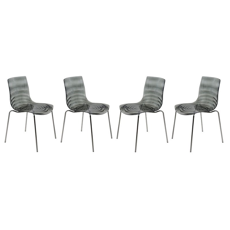 LeisureMod Astor Modern Rain Drop Design Dining Chair in Black Set of 4