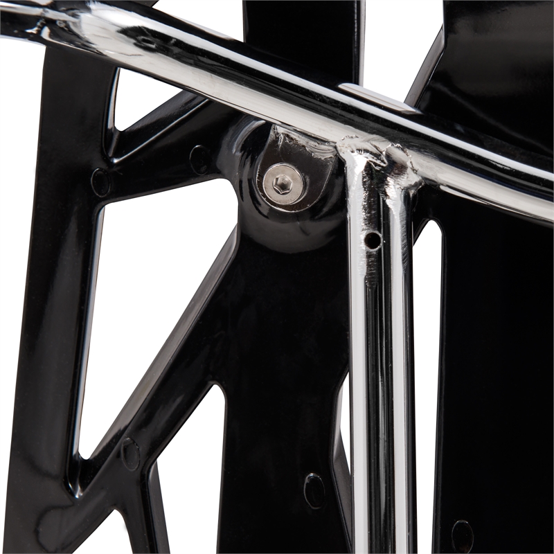 LeisureMod Modern Asbury Dining Side Chair With Chromed Legs in Black