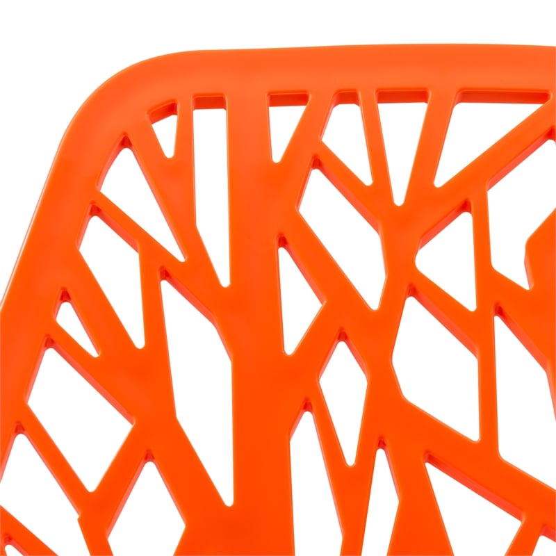 LeisureMod Modern Asbury Dining Side Chair With Chromed Legs in Orange Set of 2