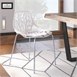 LeisureMod Modern Asbury Dining Side Chair With Chromed Legs in White