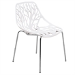 LeisureMod Modern Asbury Dining Side Chair With Chromed Legs in White