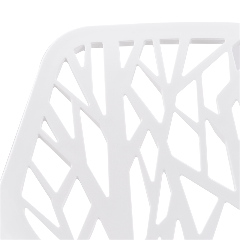 LeisureMod Modern Asbury Dining Side Chair With Chromed Legs in White Set of 4