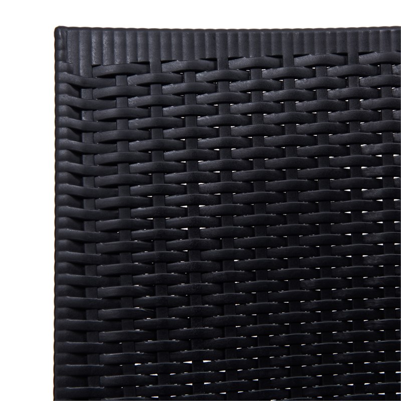 LeisureMod Modern Weave Mace Indoor Outdoor Dining Chair in Black
