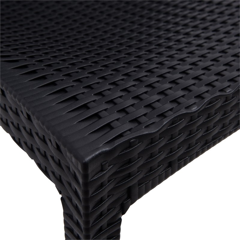 LeisureMod Modern Weave Mace Indoor Outdoor Dining Chair in Black
