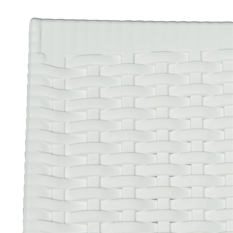 LeisureMod Modern Weave Mace Indoor Outdoor Dining Chair in White Set of 4