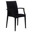 LeisureMod Modern Weave Mace Indoor Outdoor Dining Armchair in Black
