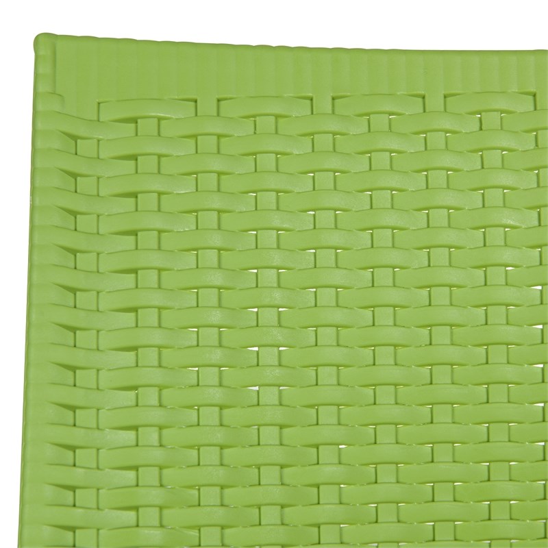 LeisureMod Modern Weave Mace Indoor Outdoor Dining Armchair in Green Set of 4