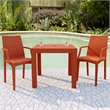 LeisureMod Modern Weave Mace Indoor Outdoor Dining Armchair in Orange Set of 2