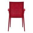 LeisureMod Modern Weave Mace Indoor Outdoor Dining Armchair in Red