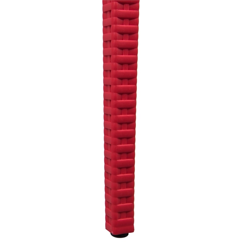 LeisureMod Modern Weave Mace Indoor Outdoor Dining Armchair in Red Set of 2