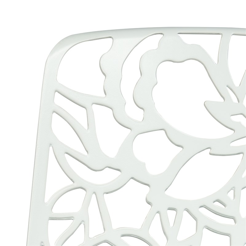 LeisureMod Devon Modern Indoor Outdoor Aluminum Dining Chair in White Set of 2