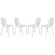 LeisureMod Devon Modern Indoor Outdoor Aluminum Dining Chair in White Set of 4