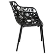 LeisureMod Devon Modern Indoor Outdoor Aluminum Dining Armchair Black Set of 4