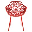LeisureMod Devon Modern Indoor Outdoor Aluminum Dining Armchair Red Set of 4