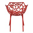 LeisureMod Devon Modern Indoor Outdoor Aluminum Dining Armchair Red Set of 4