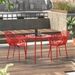 LeisureMod Devon Modern Indoor Outdoor Aluminum Dining Armchair Red Set of 4