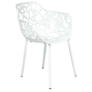 LeisureMod Devon Modern Indoor Outdoor Aluminum Dining Armchair White