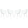 LeisureMod Devon Modern Indoor Outdoor Aluminum Dining Armchair White Set of 4