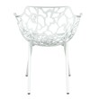 LeisureMod Devon Modern Indoor Outdoor Aluminum Dining Armchair White Set of 4