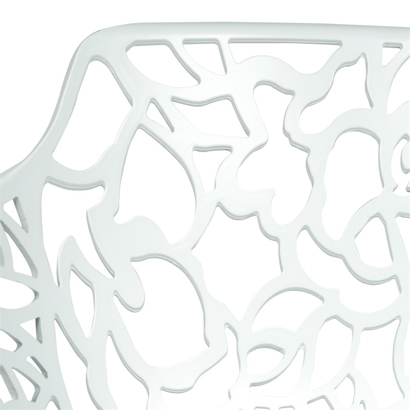 LeisureMod Devon Modern Indoor Outdoor Aluminum Dining Armchair White Set of 4
