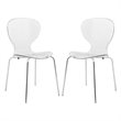 LeisureMod Oyster Dining Side Chair With Strong Metal Legs in Clear Set of 2