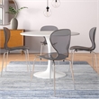 LeisureMod Oyster Dining Side Chair With Strong Metal Legs in Black