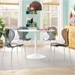 LeisureMod Oyster Dining Side Chair With Strong Metal Legs in Black