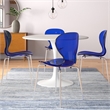 LeisureMod Oyster Dining Side Chair With Strong Metal Legs in Blue