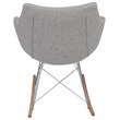 LeisureMod Mid-Century Willow Gray Twill Fabric Eiffel Base Rocking Chair