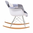 LeisureMod Mid-Century Wilson Patchwork Twill Fabric Eiffel Base Rocking Chair