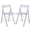 LeisureMod Modern Menno Acrylic Chrome Dining Folding Chair in Clear Set of 2
