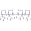 LeisureMod Modern Menno Acrylic Chrome Dining Folding Chair in Clear Set of 4