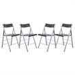 LeisureMod Modern Menno Acrylic Chrome Dining Folding Chair in Black Set of 4