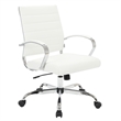 LeisureMod Upholstered Leather Office Chair with Swivel and Tilt in White